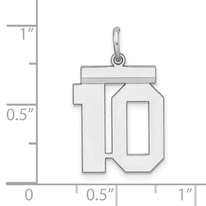 Sterling Silver Sterling/Silver Rhodium-Plated Polished Number 10 Charm