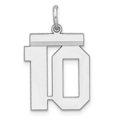 Sterling Silver Sterling/Silver Rhodium-Plated Polished Number 10 Charm