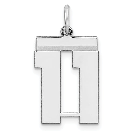 Sterling Silver Sterling/Silver Rhodium-Plated Polished Number 11 Charm