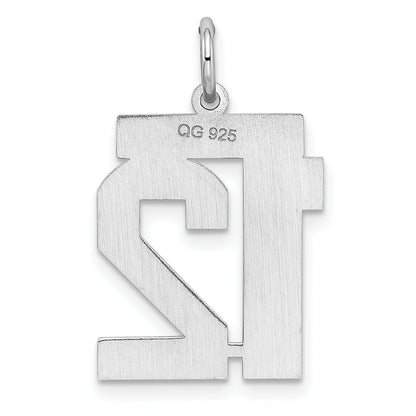 Sterling Silver Sterling/Silver Rhodium-Plated Polished Number 12 Charm