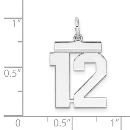 Sterling Silver Sterling/Silver Rhodium-Plated Polished Number 12 Charm