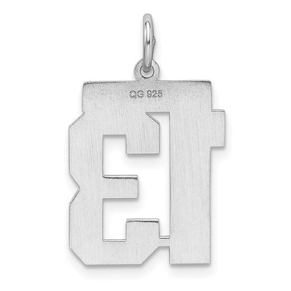 Sterling Silver Sterling/Silver Rhodium-Plated Polished Number 13 Charm