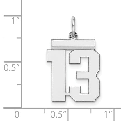 Sterling Silver Sterling/Silver Rhodium-Plated Polished Number 13 Charm