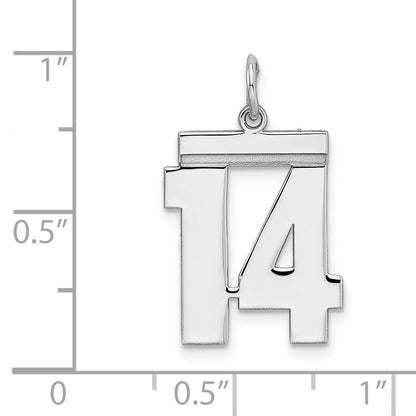 Sterling Silver Sterling/Silver Rhodium-Plated Polished Number 14 Charm
