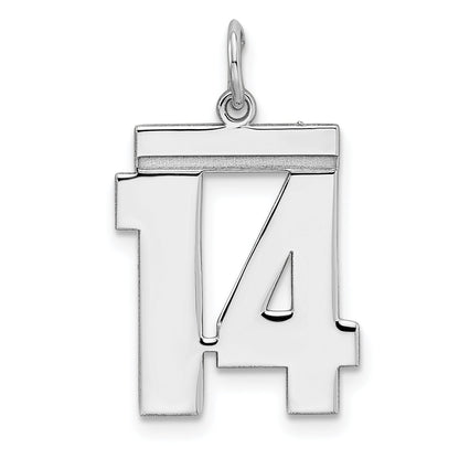Sterling Silver Sterling/Silver Rhodium-Plated Polished Number 14 Charm