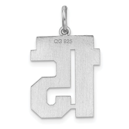 Sterling Silver Sterling/Silver Rhodium-Plated Polished Number 15 Charm