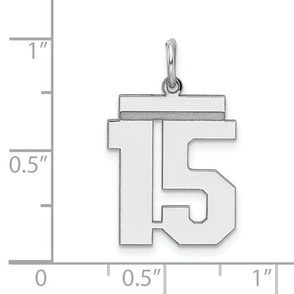 Sterling Silver Sterling/Silver Rhodium-Plated Polished Number 15 Charm