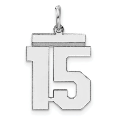 Sterling Silver Sterling/Silver Rhodium-Plated Polished Number 15 Charm