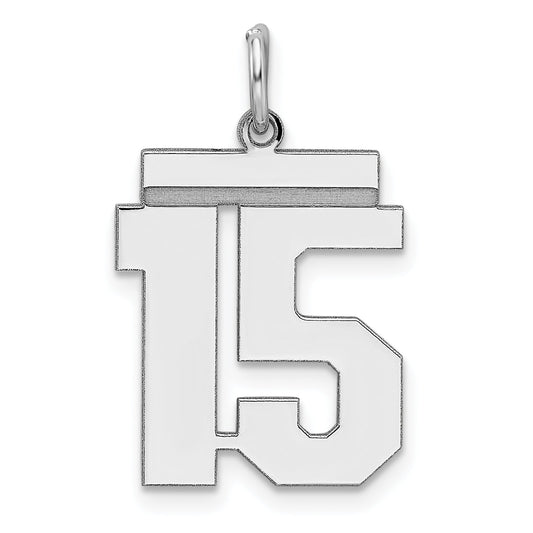 Sterling Silver Sterling/Silver Rhodium-Plated Polished Number 15 Charm
