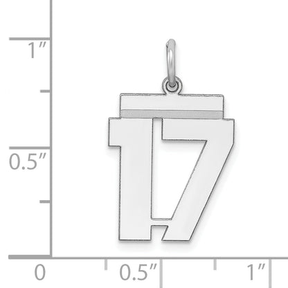Sterling Silver Sterling/Silver Rhodium-Plated Polished Number 17 Charm