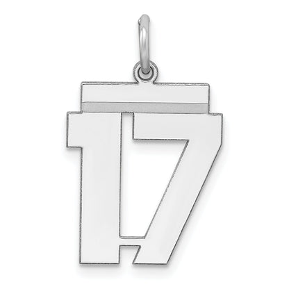 Sterling Silver Sterling/Silver Rhodium-Plated Polished Number 17 Charm