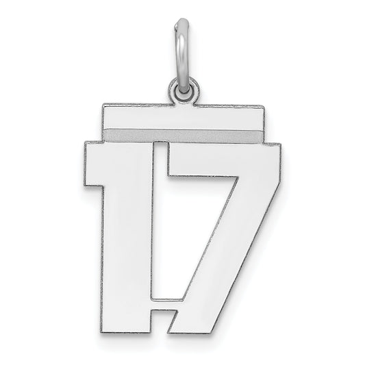 Sterling Silver Sterling/Silver Rhodium-Plated Polished Number 17 Charm