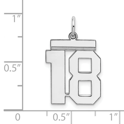 Sterling Silver Sterling/Silver Rhodium-Plated Polished Number 18 Charm
