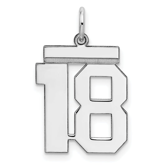Sterling Silver Sterling/Silver Rhodium-Plated Polished Number 18 Charm