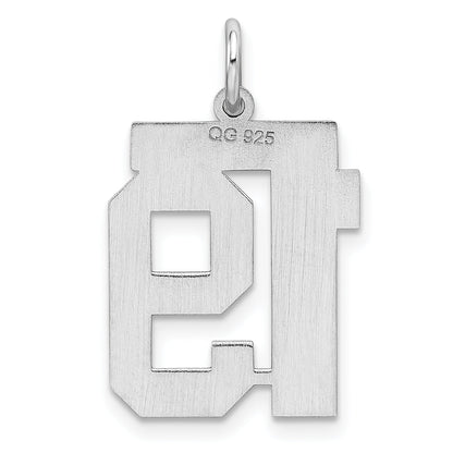 Sterling Silver Sterling/Silver Rhodium-Plated Polished Number 19 Charm