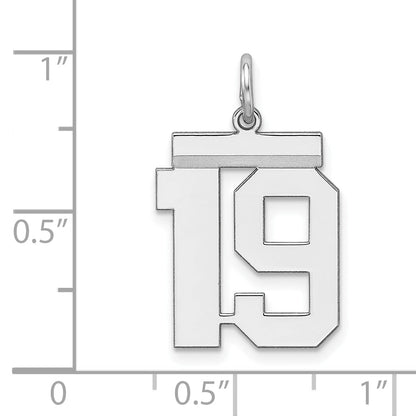 Sterling Silver Sterling/Silver Rhodium-Plated Polished Number 19 Charm
