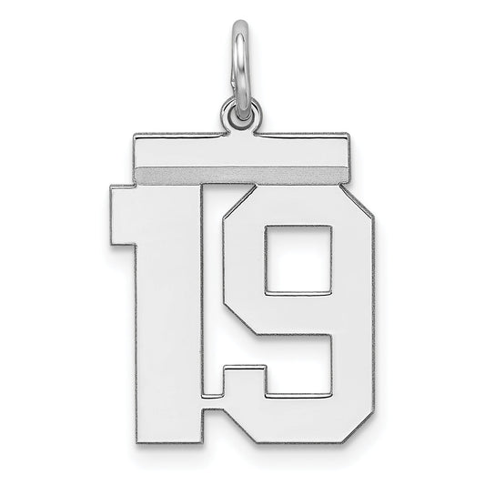 Sterling Silver Sterling/Silver Rhodium-Plated Polished Number 19 Charm
