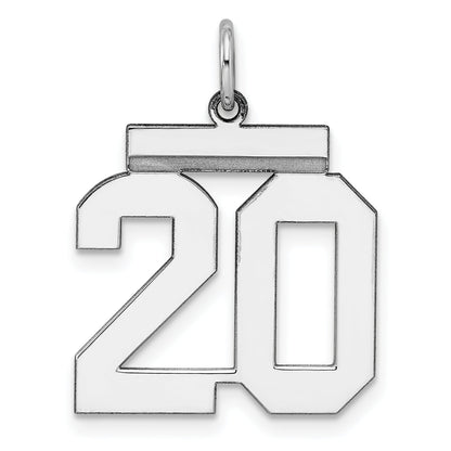 Sterling Silver Sterling/Silver Rhodium-Plated Polished Number 20 Charm