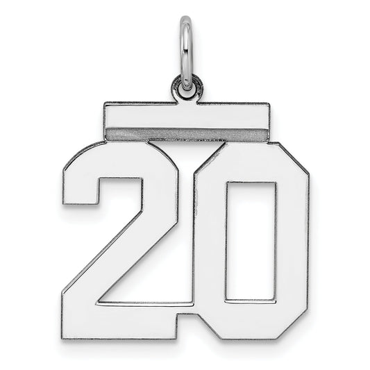 Sterling Silver Sterling/Silver Rhodium-Plated Polished Number 20 Charm