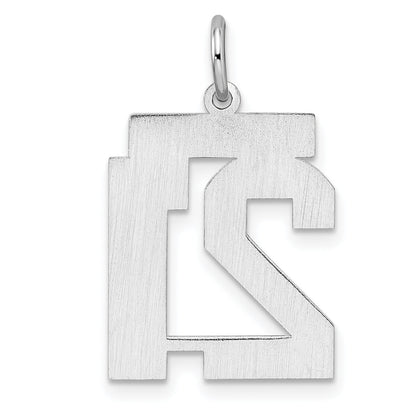 Sterling Silver Sterling/Silver Rhodium-Plated Polished Number 21 Charm