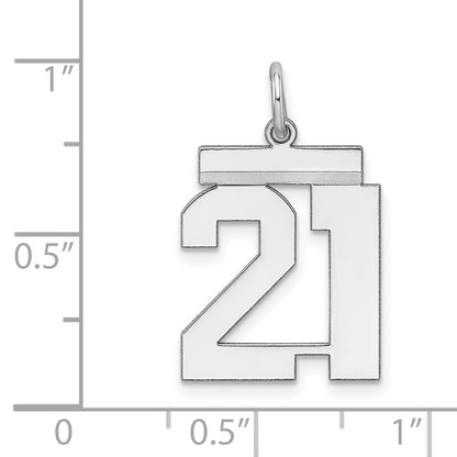 Sterling Silver Sterling/Silver Rhodium-Plated Polished Number 21 Charm