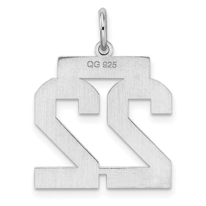 Sterling Silver Sterling/Silver Rhodium-Plated Polished Number 22 Charm