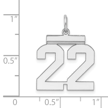 Sterling Silver Sterling/Silver Rhodium-Plated Polished Number 22 Charm