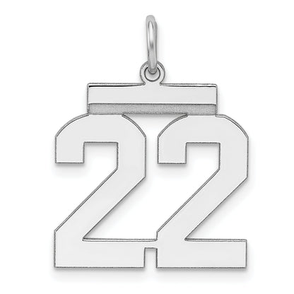 Sterling Silver Sterling/Silver Rhodium-Plated Polished Number 22 Charm