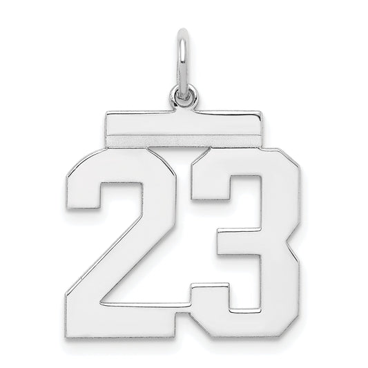 Sterling Silver Silver/Rhodium-Plated Polished Number 23 Charm