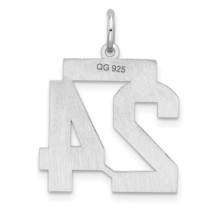 Sterling Silver Sterling/Silver Rhodium-Plated Polished Number 24 Charm