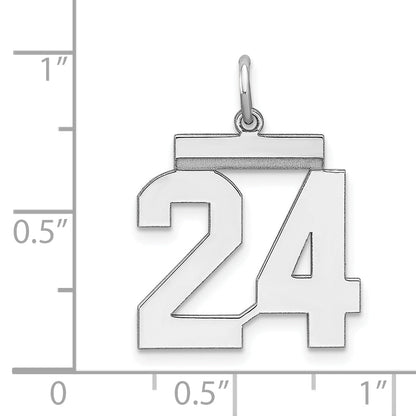 Sterling Silver Sterling/Silver Rhodium-Plated Polished Number 24 Charm