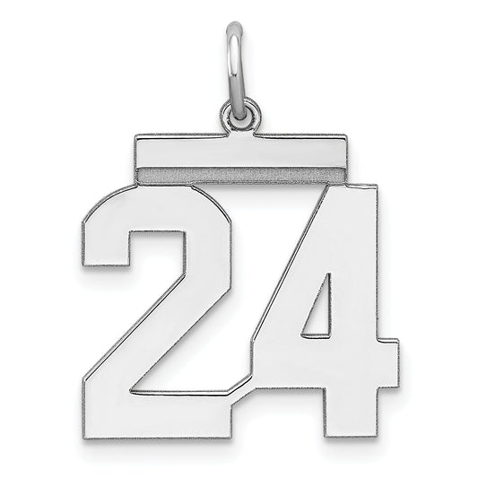 Sterling Silver Sterling/Silver Rhodium-Plated Polished Number 24 Charm