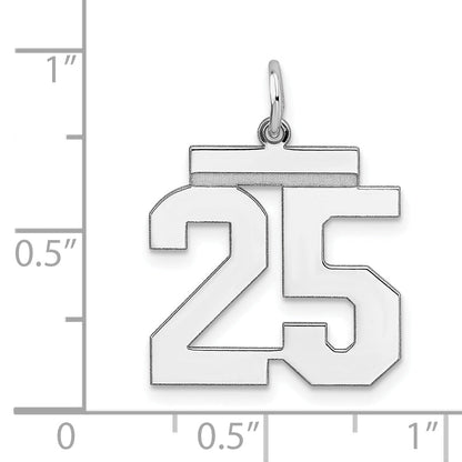 Sterling Silver Sterling/Silver Rhodium-Plated Polished Number 25 Charm