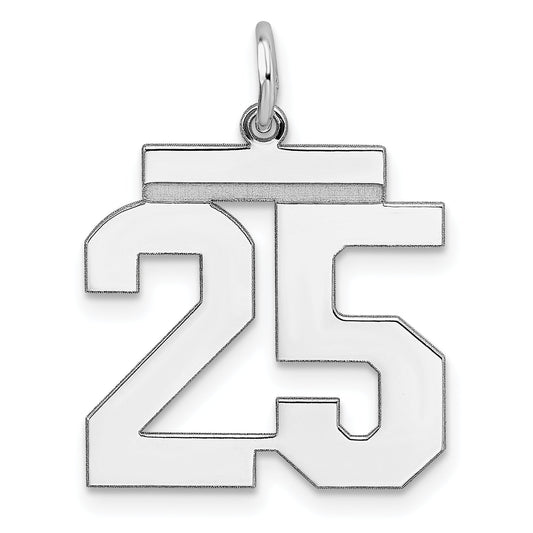 Sterling Silver Sterling/Silver Rhodium-Plated Polished Number 25 Charm