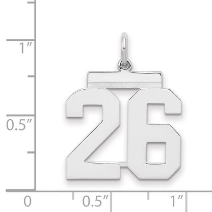 Sterling Silver Sterling/Silver Rhodium-Plated Polished Number 26 Charm