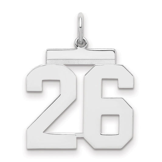Sterling Silver Sterling/Silver Rhodium-Plated Polished Number 26 Charm