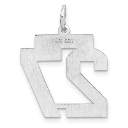 Sterling Silver Sterling/Silver Rhodium-Plated Polished Number 27 Charm