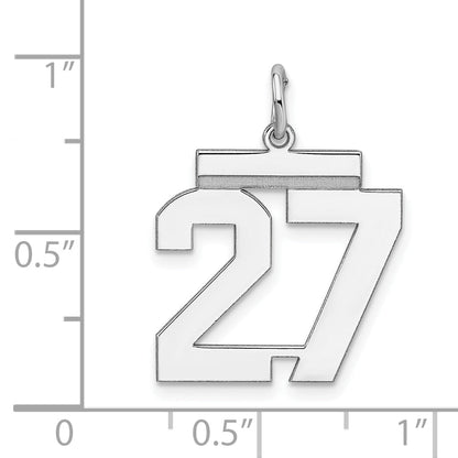 Sterling Silver Sterling/Silver Rhodium-Plated Polished Number 27 Charm