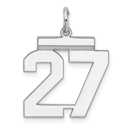 Sterling Silver Sterling/Silver Rhodium-Plated Polished Number 27 Charm