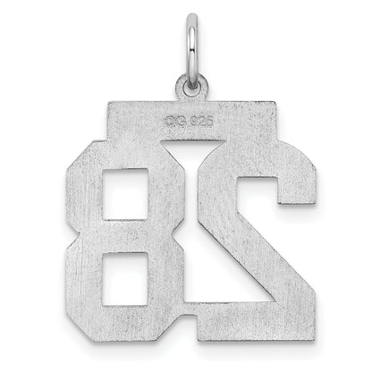 Sterling Silver Sterling/Silver Rhodium-Plated Polished Number 28 Charm