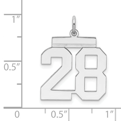 Sterling Silver Sterling/Silver Rhodium-Plated Polished Number 28 Charm