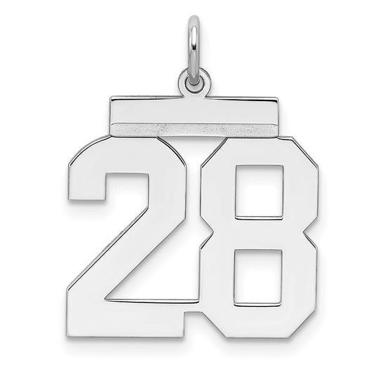 Sterling Silver Sterling/Silver Rhodium-Plated Polished Number 28 Charm