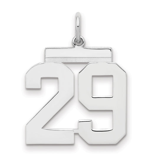 Sterling Silver Sterling/Silver Rhodium-Plated Polished Number 29 Charm
