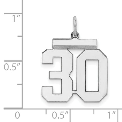Sterling Silver Sterling/Silver Rhodium-Plated Polished Number 30 Charm