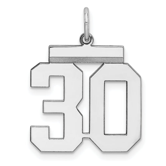 Sterling Silver Sterling/Silver Rhodium-Plated Polished Number 30 Charm