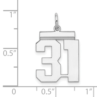 Sterling Silver Sterling/Silver Rhodium-Plated Polished Number 31 Charm
