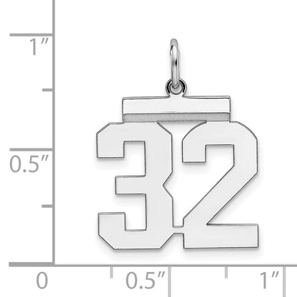 Sterling Silver Sterling/Silver Rhodium-Plated Polished Number 32 Charm