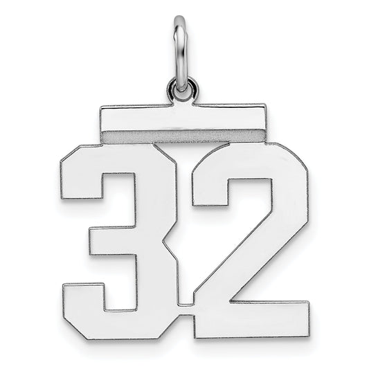 Sterling Silver Sterling/Silver Rhodium-Plated Polished Number 32 Charm