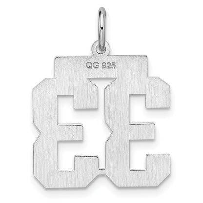 Sterling Silver Sterling/Silver Rhodium-Plated Polished Number 33 Charm