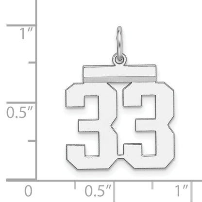Sterling Silver Sterling/Silver Rhodium-Plated Polished Number 33 Charm